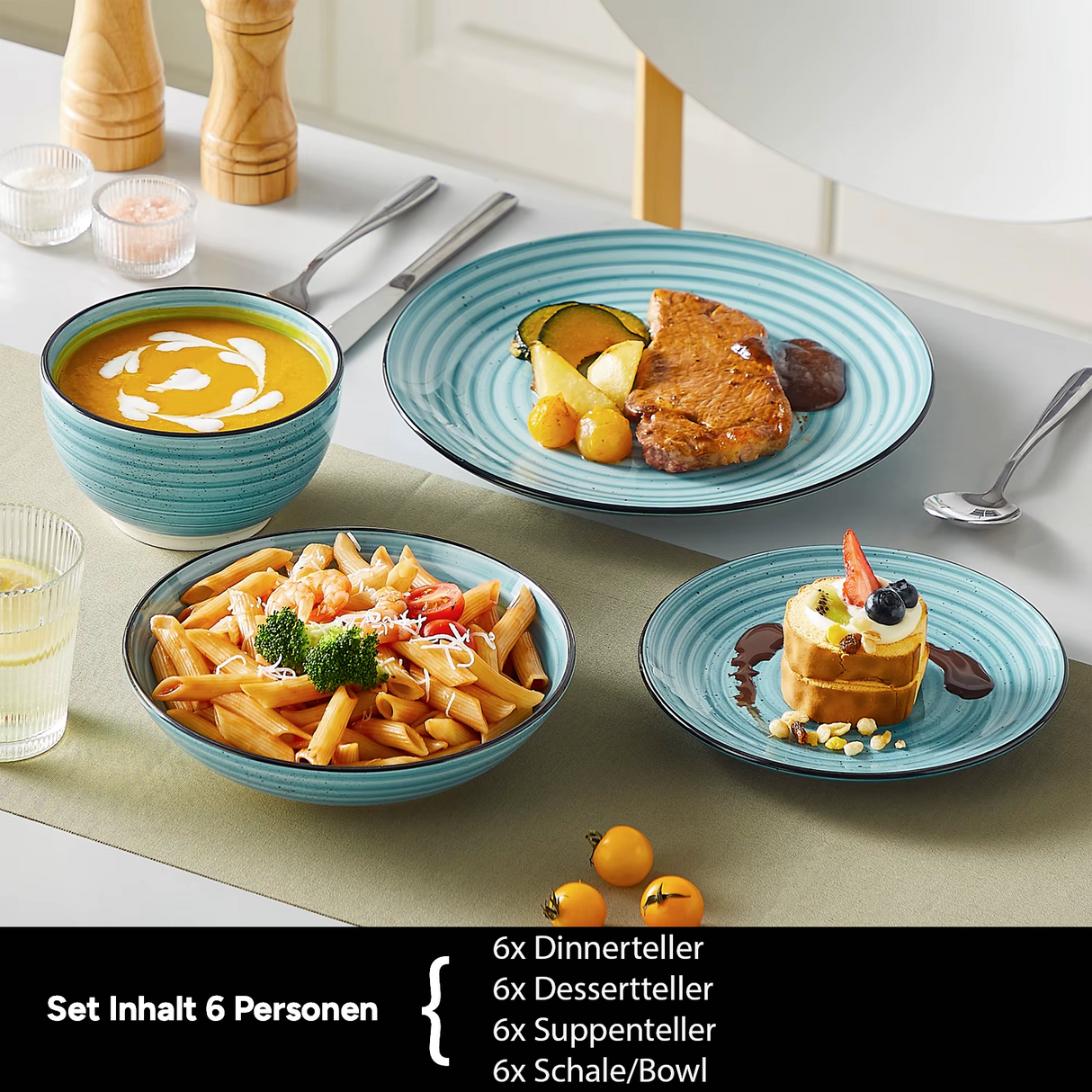 Geschirr-Set Spiral | 24-48 Teile für 6-12 Personen