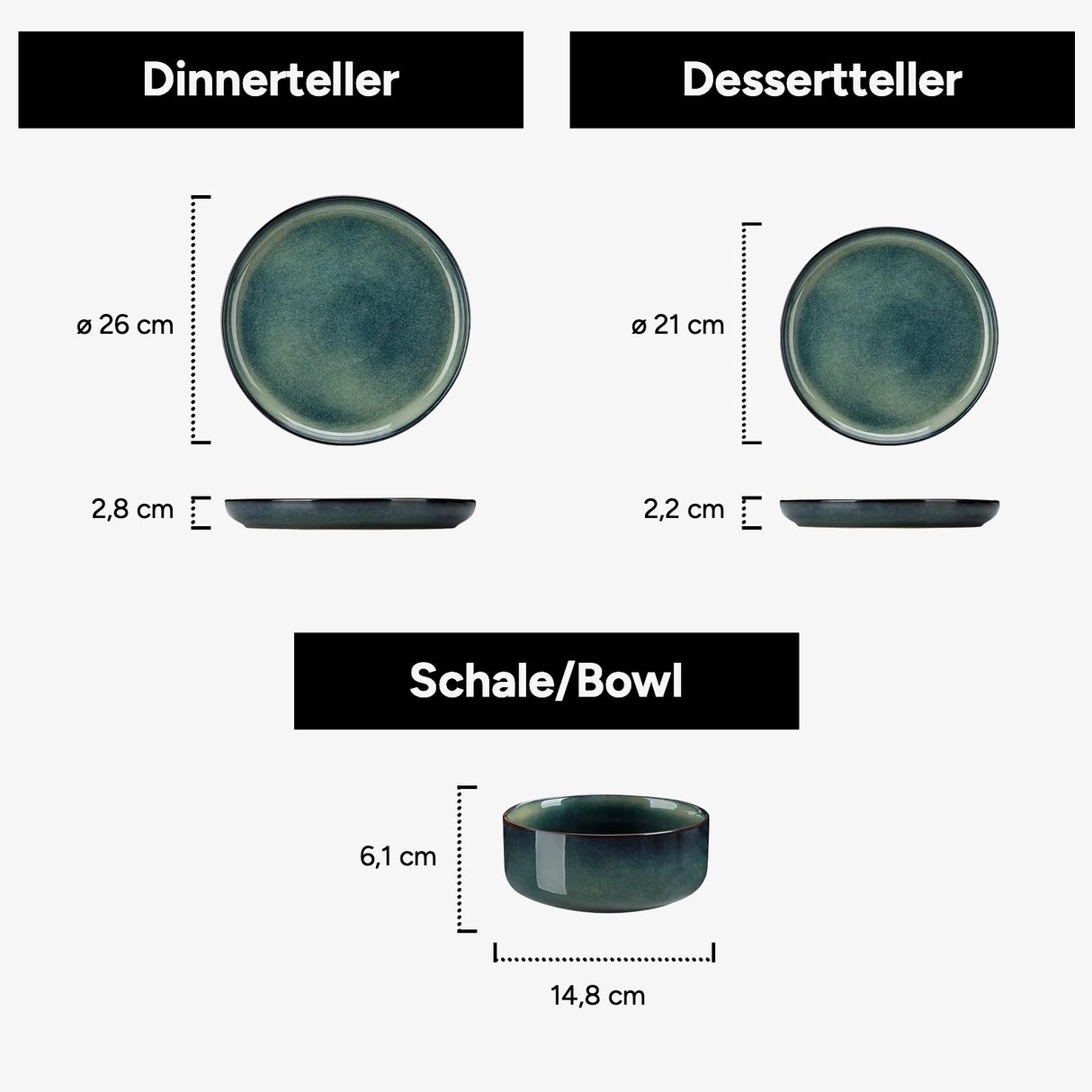 Geschirr-Set Woods | 12-36 Teile für 4-12 Personen