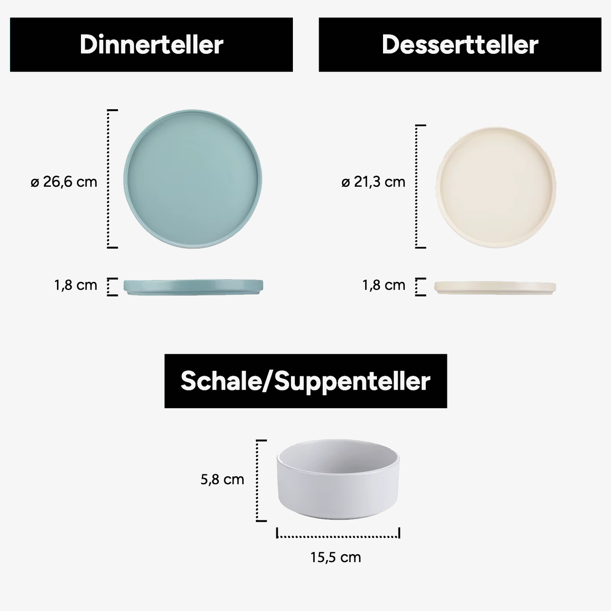 Geschirr-Set Oslo | 12-24 Teile für 4-8 Personen