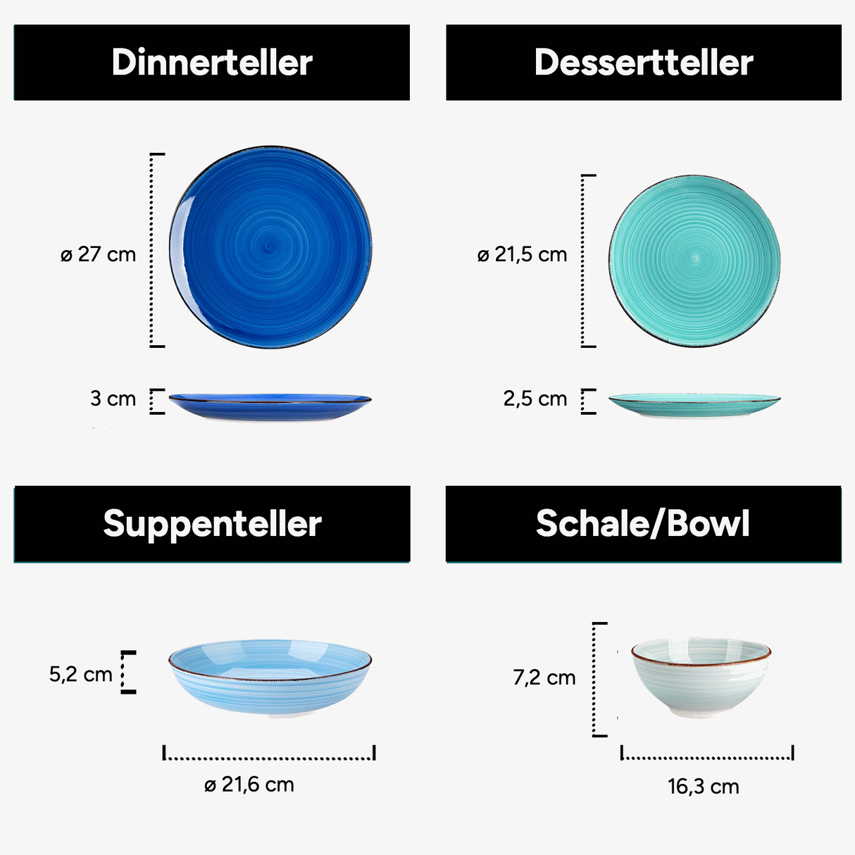 Geschirr-Set Bonita | 12-48 Teile für 4-12 Personen