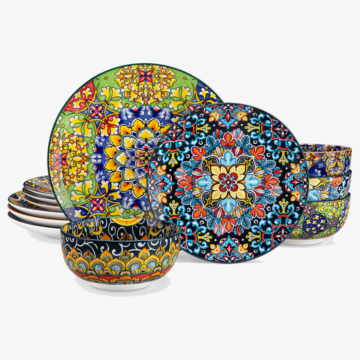 Geschirr-Set Mandala | 12-48 Teile für 4-12 Personen