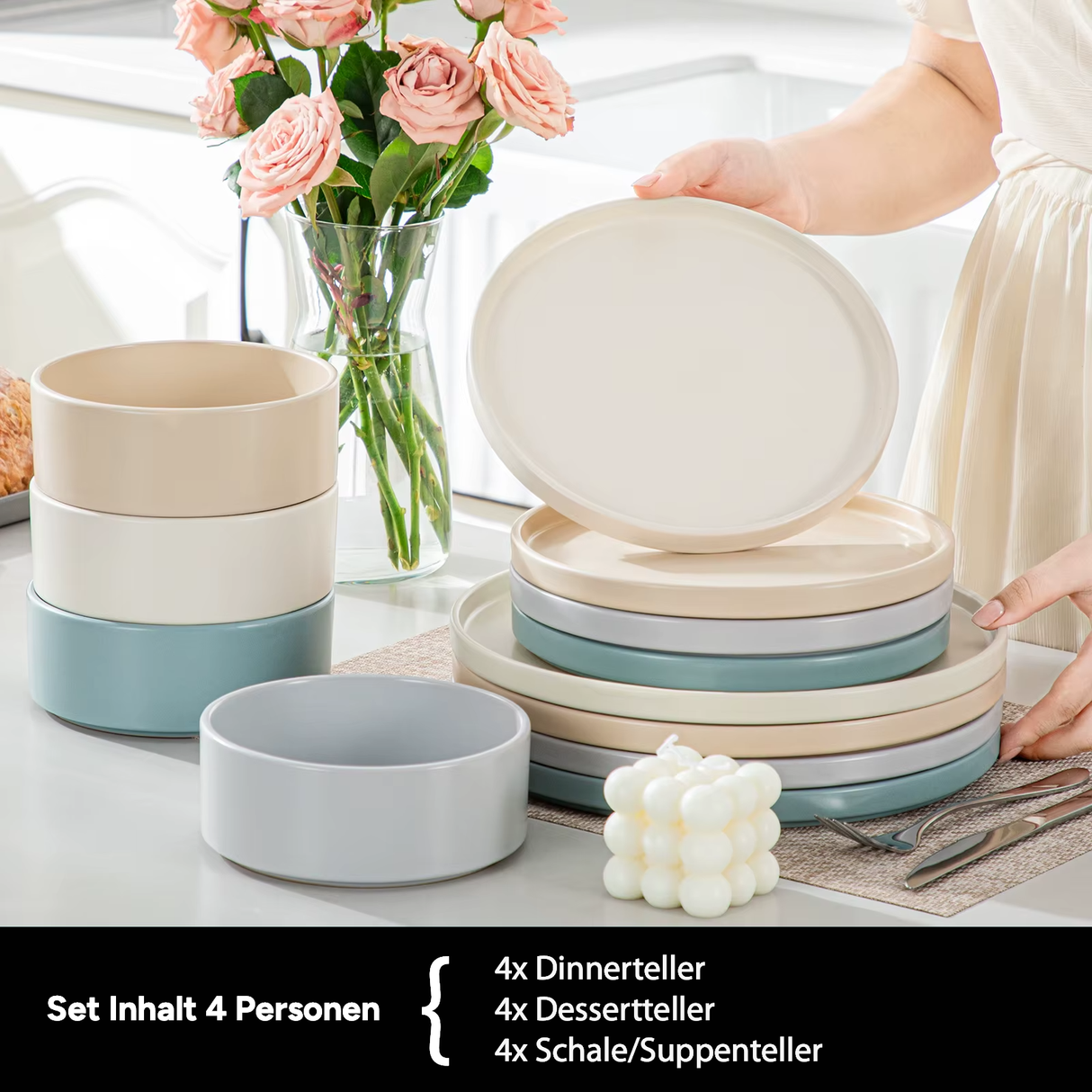 Geschirr-Set Oslo | 12-24 Teile für 4-8 Personen