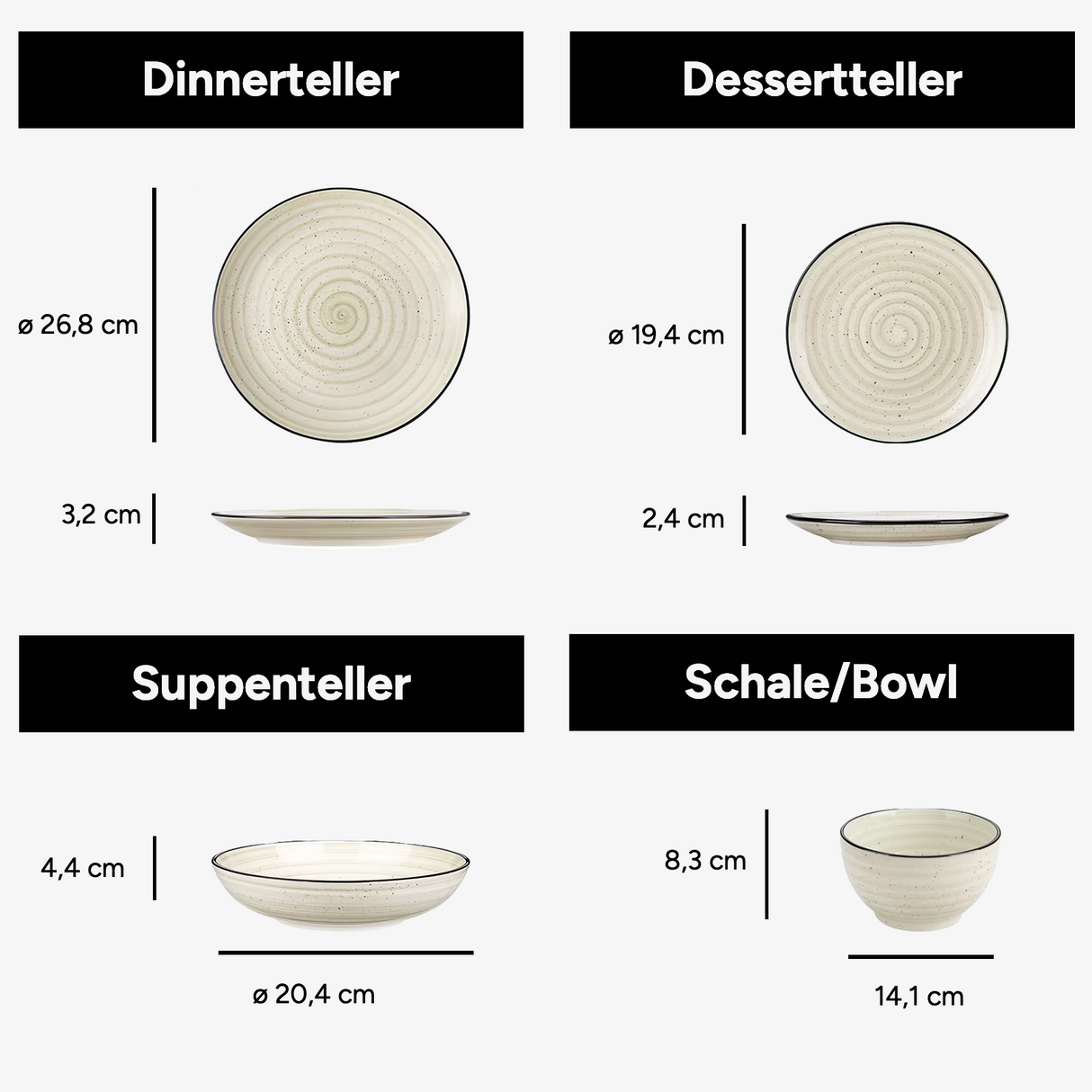 Geschirr-Set Artisan | 24-48 Teile für 6-12 Personen