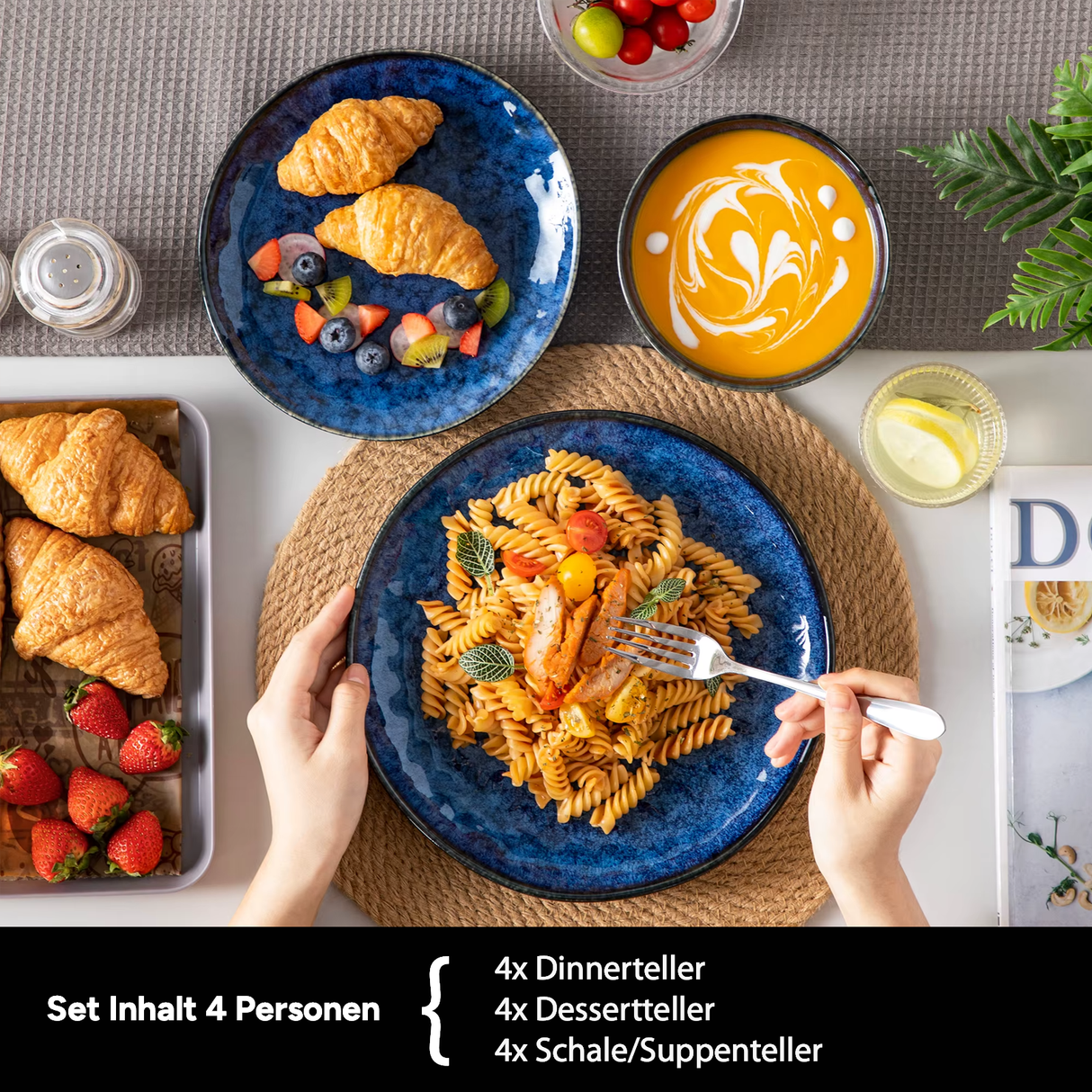 Geschirr-Set Blue Lagoon | 12-24 Teile für 4-8 Personen