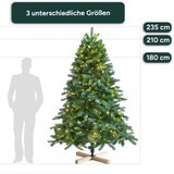 Künstlicher Weihnachtsbaum Premium | mit LED Beleuchtung & Holzständer