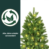 Künstlicher Weihnachtsbaum Premium | mit LED Beleuchtung & Holzständer
