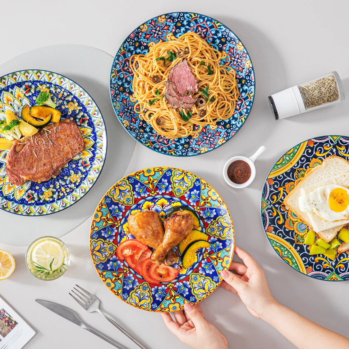 Geschirr-Set Mandala | 12-48 Teile für 4-12 Personen