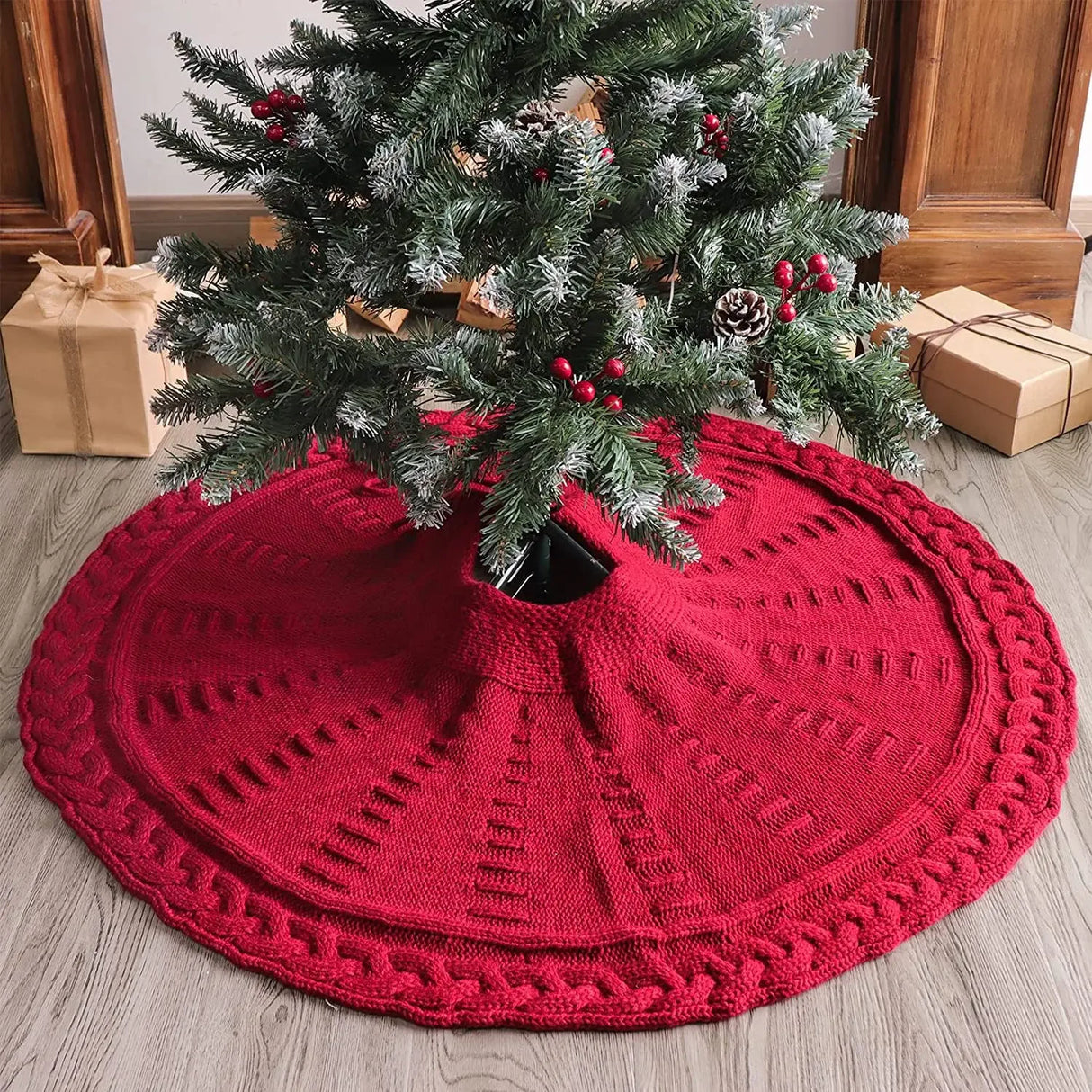 Gestrickte Weihnachtsbaumdecke
